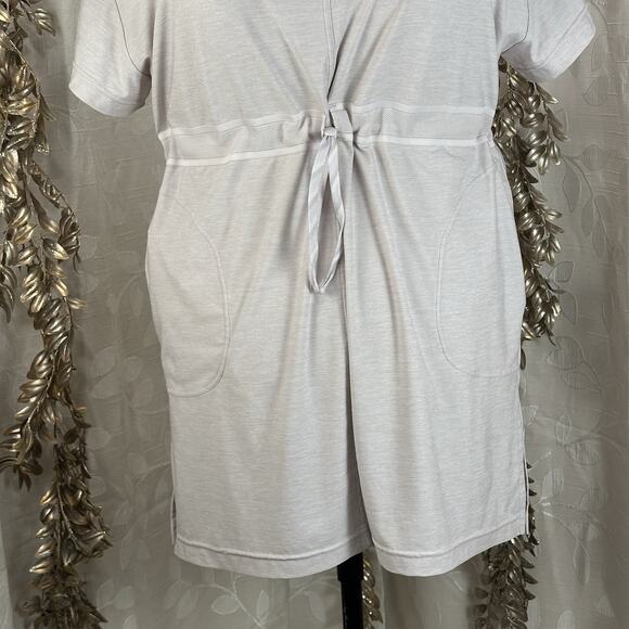 Athleta Crosscurrent Cover Up Dress M Gray Lounge Travel Drawstring Waist Tunic - Picture 7 of 14